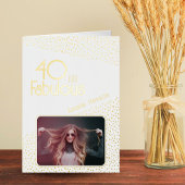 40 en Fabulous Gold Glitter Photo 40th Birthday Folie Wenskaart