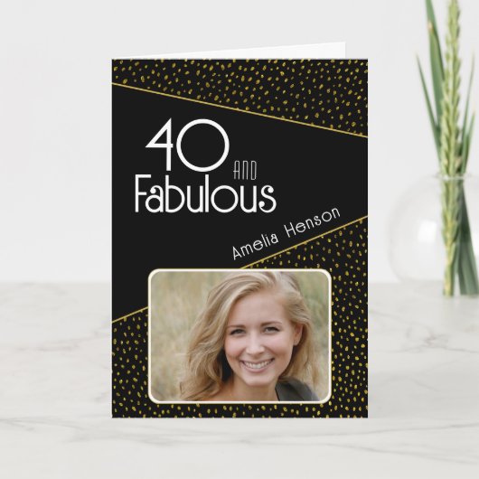 40 en Fabulous Gold Glitter Photo 40th Birthday Kaart (Voorkant)