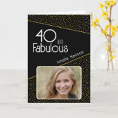 40 en Fabulous Gold Glitter Photo 40th Birthday Kaart (Gele Bloem)