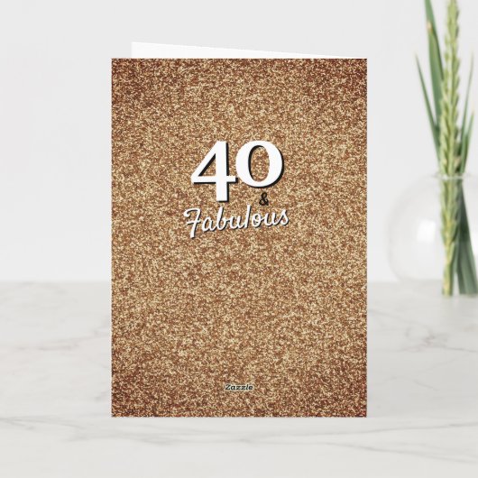 40 en Fabulous Gold Glitter Photo 40th Birthday Kaart (Achterkant)