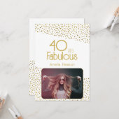 40 en Fabulous Gold Glitter Photo 40th Birthday Kaart (Voorkant / Achterkant in situ)
