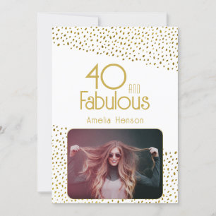 40 en Fabulous Gold Glitter Photo 40th Birthday Kaart