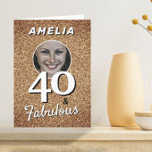 40 en Fabulous Gold Glitter Photo 40th Birthday Kaart