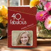 40 en Fabulous Gold Glitter Photo 40th Birthday Kaart