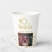 40 en Fabulous Gold Glitter Photo 40th Birthday Papieren Bekers (Voorkant)
