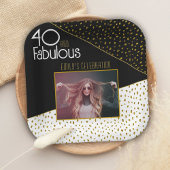 40 en Fabulous Gold Glitter Photo 40th Birthday Papieren Bordje