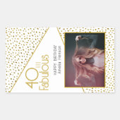 40 en Fabulous Gold Glitter Photo 40th Birthday Rechthoekige Sticker (Voorkant)
