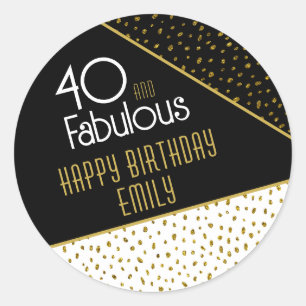 40 en Fabulous Gold Glitter Photo 40th Birthday Ronde Sticker
