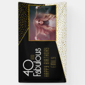 40 en Fabulous Gold Glitter Photo 40th Birthday Spandoek (Verticaal)