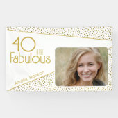 40 en Fabulous Gold Glitter Photo 40th Birthday Spandoek (Horizontaal)