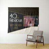 40 en Fabulous Gold Glitter Photo 40th Birthday Wandkleed (In Situ (horizontaal))