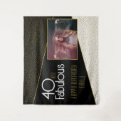 40 en Fabulous Gold Glitter Photo 40th Birthday Wandkleed (Voorkant)