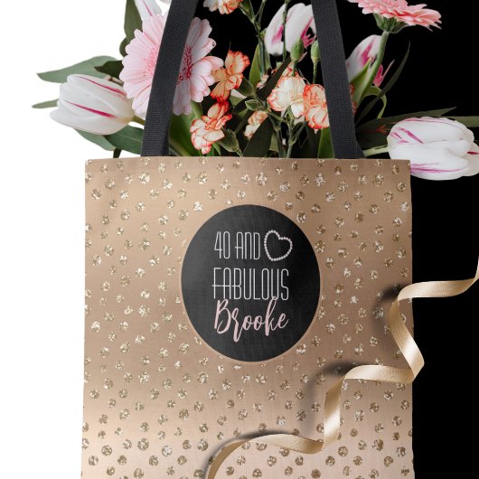40 en Fabulous Gold Glitter Sparkle Girly 40th Tote Bag