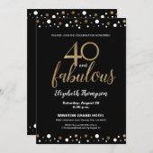 40 en fabulous Goud zwart 40e verjaardag Custom Kaart (Voorkant / Achterkant)