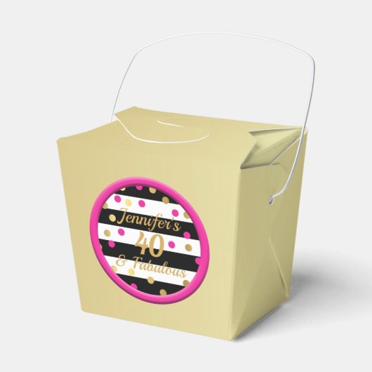 40 en Fabulous Gouden Chinese Voedseldozen Bedankdoosjes (Voorkant Zijde)