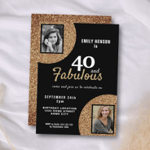 40 en Fabulous Gouden Glitter 2 Foto 40e Verjaarda