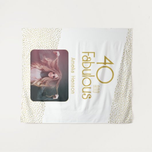 40 en Fabulous Gouden Glitter 40e Verjaardag Foto Wandkleed (Voorkant (horizontaal))
