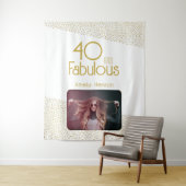 40 en Fabulous Gouden Glitter 40e Verjaardag Foto Wandkleed (In situ)
