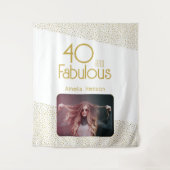 40 en Fabulous Gouden Glitter 40e Verjaardag Foto Wandkleed (Voorkant)