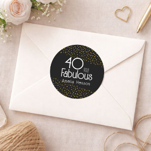 40 en Fabulous Gouden Glitter 40ste Verjaardag Ronde Sticker