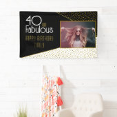 40 en Fabulous Gouden Glitter Foto 40e Verjaardag  Spandoek (Insitu)