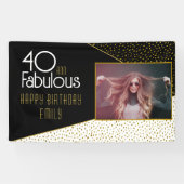 40 en Fabulous Gouden Glitter Foto 40ste Verjaarda Spandoek (Horizontaal)
