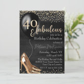 40 en Fabulous Gouden Hoge Hakken op Zwart Kaart (Staand voorkant)