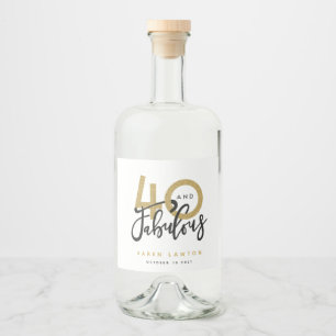 40 en fabulous gouden wijn label likeurfles etiket