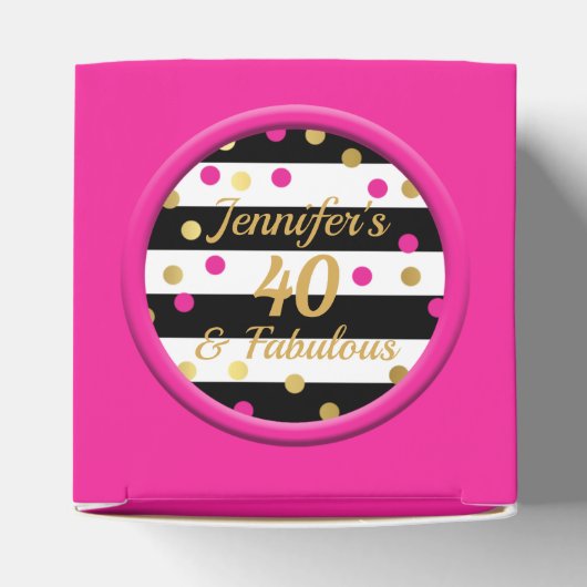 40 en Fabulous Heet Roze Zwart Favor Dozen Bedankdoosjes (Bovenkant)
