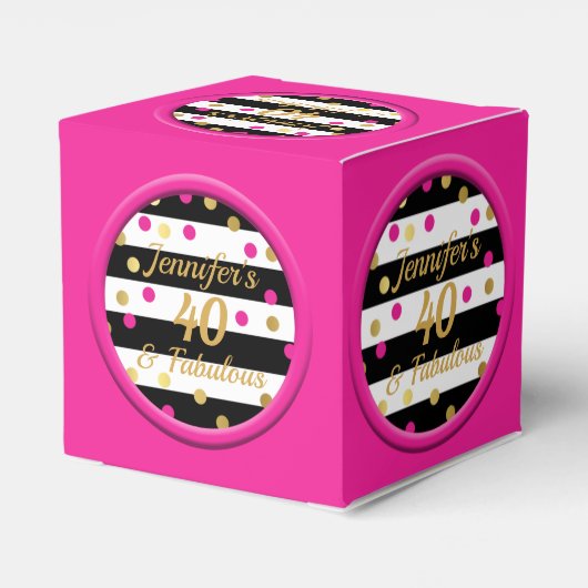 40 en Fabulous Heet Roze Zwart Favor Dozen Bedankdoosjes (Achterkant)