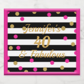 40 en Fabulous Heet Roze Zwart Wit Goud Bier Etiket (Enkel label)