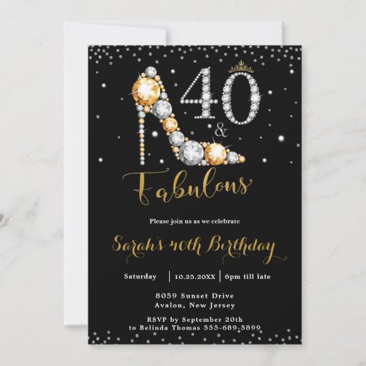 40 en Fabulous High Hiel Diamonds 40e verjaardag Kaart
