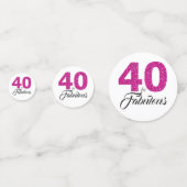 40 en Fabulous Hot Pink Glitter 40th Birthday Confetti (Voorkanten)
