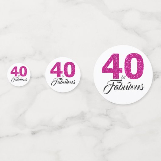 40 en Fabulous Hot Pink Glitter 40th Birthday Confetti (Achterkanten)