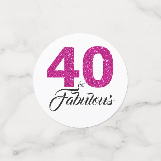 40 en Fabulous Hot Pink Glitter 40th Birthday Confetti (Kleine voorkant)