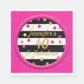 40 en Fabulous Hot Pink Verjaardag servetten 6.5" (Voorkant)