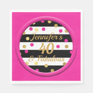 40 en Fabulous Hot Pink Verjaardag servetten 6.5"