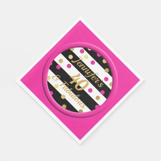 40 en Fabulous Hot Pink Verjaardag servetten 6.5" (Hoek)