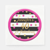 40 en Fabulous Hot Pink Verjaardag servetten 6.5" (Voorkant)