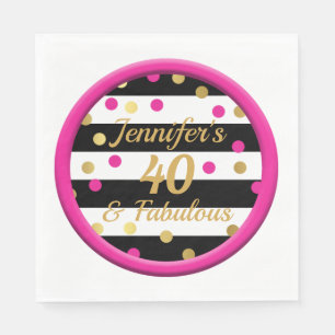 40 en Fabulous Hot Pink Verjaardag servetten 6.5"