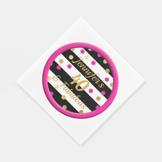 40 en Fabulous Hot Pink Verjaardag servetten 6.5" (Hoek)
