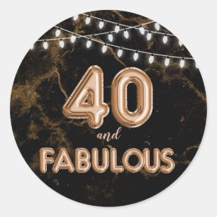 40 en Fabulous Lichten & Gouden Folieballonnen Ronde Sticker