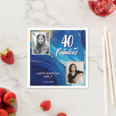 40 en Fabulous Marble Glitter 2 Foto Verjaardag Servet (Insitu)