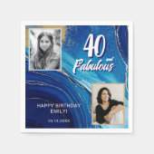 40 en Fabulous Marble Glitter 2 Foto Verjaardag Servet (Voorkant)