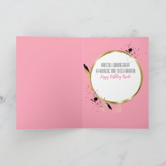 40 en Fabulous Minimal Roze Goud Zwart Verjaardag Kaart (Binnen)