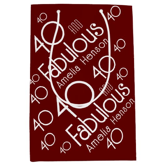 40 en Fabulous Modern 40th Birthday Medium Cadeauzakje (Voorkant)