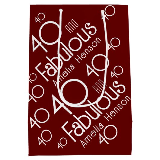40 en Fabulous Modern 40th Birthday Medium Cadeauzakje (Achterkant)
