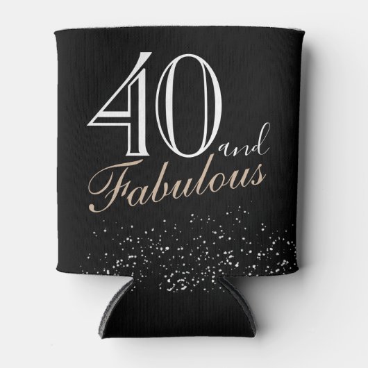 40 en Fabulous Modern and Elegant Black Birthday Blikjeskoeler (Voorkant)