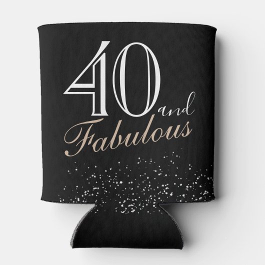 40 en Fabulous Modern and Elegant Black Birthday Blikjeskoeler (Achterkant)