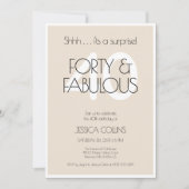 40 en Fabulous Modern Beige Veertig Verjaardagsfee Kaart (Voorkant)